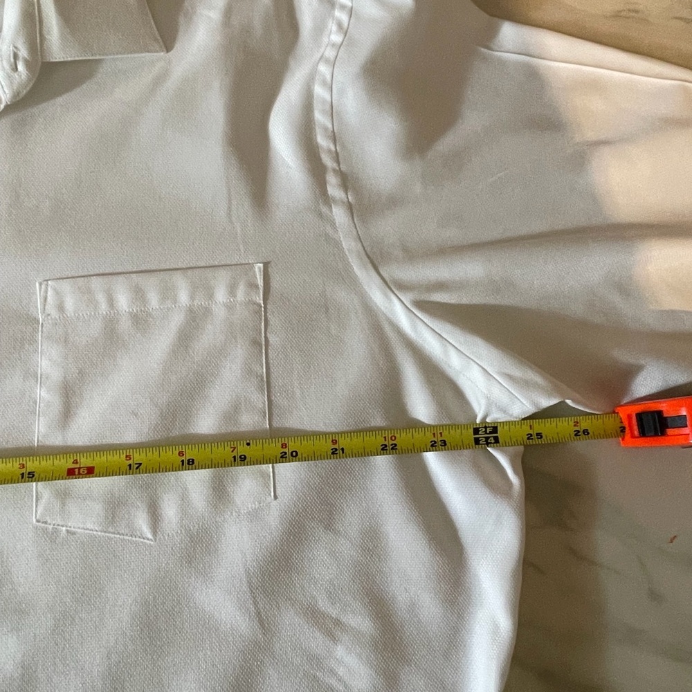 Van Heusen Fitted 18 34/35 White Pique Dress Shirt Wrinkle Free - Picture 4 of 6